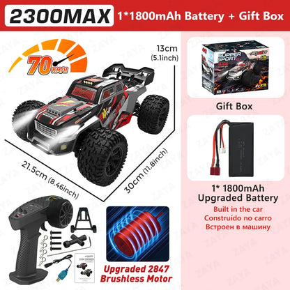 1:16 70km/H or 50km/H 4WD RC Car With LED Remote Control Cars High Speed Drift Monster 4x4 Truck for Kids Toy 2300PRO 2300MAX
