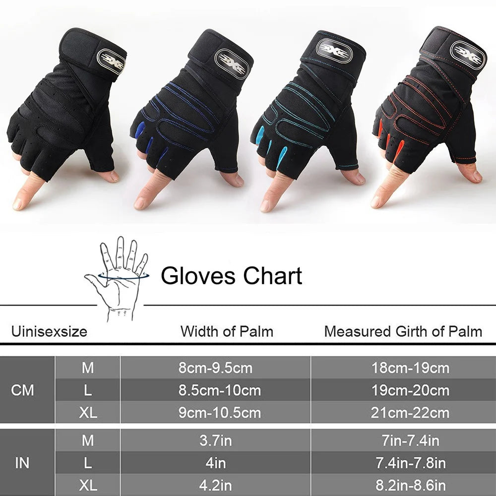 Workout Gloves for Men Women Weight Lifting Half Finger Glove With Wrist Wrap for Gym Sport Training Bicycle Motorcyclist Glove