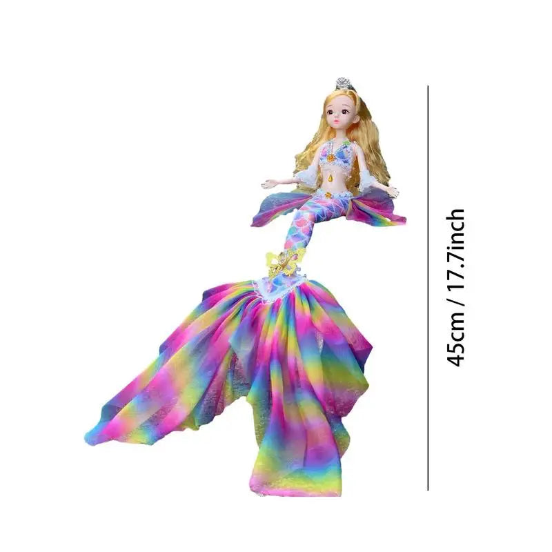 17.7 Inch Exquisite Princess Mermaid Doll Fashion Mermaid BJD Doll With Rainbow Clothes Girls Favor Xmas Birthday Gift Toys