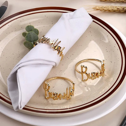 4pcs Bismillah Napkin Rings Eid Mubarak Muslim Islamic Ramadan Kareem Suhoor Iftar Dinner Table Decoration Housewarming Gift