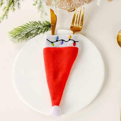 Christmas Cutlery Holders Christmas Knife Fork Tableware Bags Pocket Christmas Decoration 2024 New Year Dinner Table Ornament