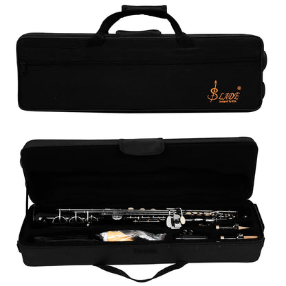 SLADE Black Soprano Saxophone Standard Bb Straight Soprano Saxophone Brass Body Carved White Shell Keys Sax With  Strap Gloves