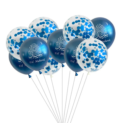 10pcs Eid Mubarak Metal Latex Balloon Ramadan Kareem Decoration Air Globos Ramadan Mubarak Muslim Islamic Festival Party Decor