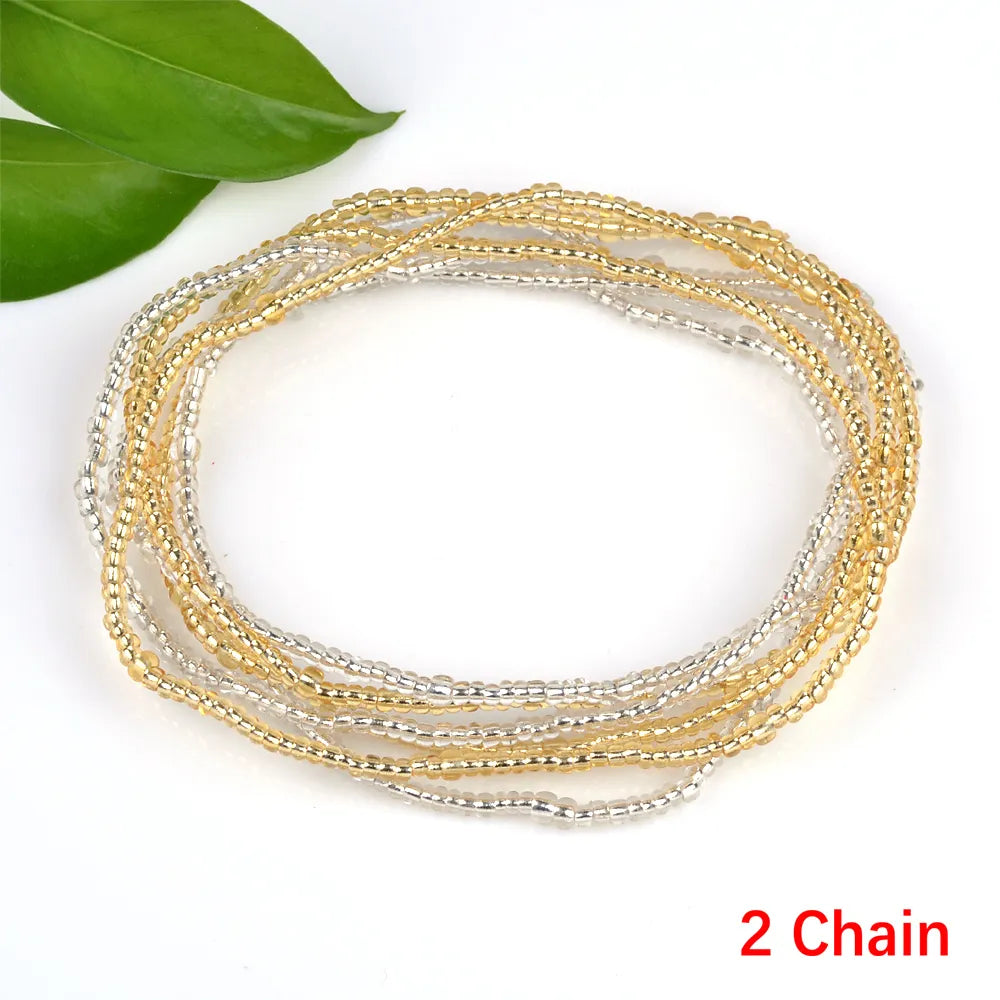 2022 Bohemia Double Layer Beads Belt Body Chain Women Summer Sexy Bikini Beach Waist Chain Charms Vintage Dress Waistband Belts