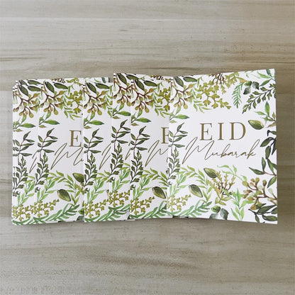 6pcs/Set Eid Mubarak Thanks Card Ramadan Decoration Gift Message Greeting Card Islamic Muslim Eid Al-Fitr Festival Party Decor