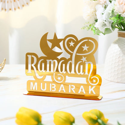 Ramadan Tray Table Centerpieces Plate Acrylic Ramadans Eid Mubarak Decorations for Home 2024 Islam Muslim Festival Party Gifts