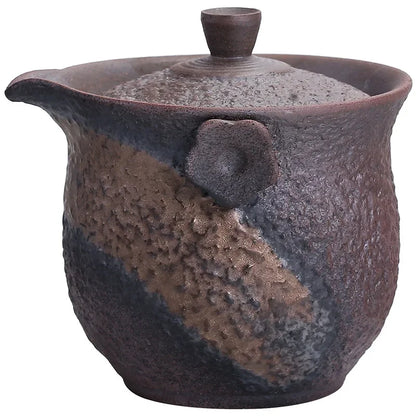 Gilding Iron Glaze Stone Pattern Pot Japanese Retro Ceramic Kung Fu Teapot Stoneware Tureen Pu'er Tea Making Device Tea Kettle