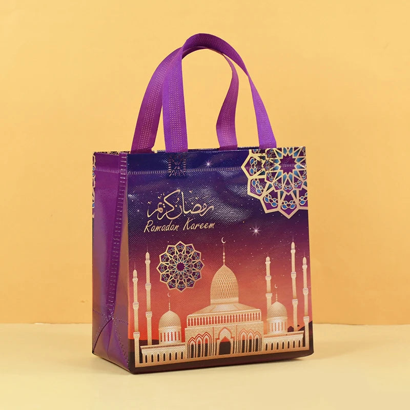 1/4Pcs Ramadan Kareem Gift Bags Nonwoven Candy Cookie Snack Packaging Bag Box Eid Mubarak Muslim Islamic Festival Party Supplies