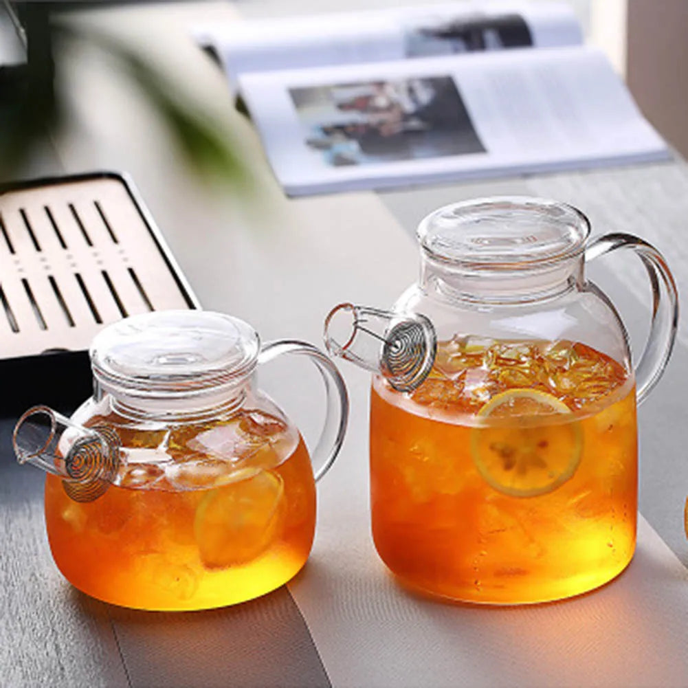 1/1.6/1.8l Transparent Borosilicate Glass Teapot Heat-Resistant Large Clear Tea Pot Flower Tea Set Puer Kettle Office Home Tool