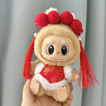 Labubu V1/V2 Doll Accessories Lion Dance Chinese Style New Year Outfit Clothes Set for 17cm Ropa Labubu