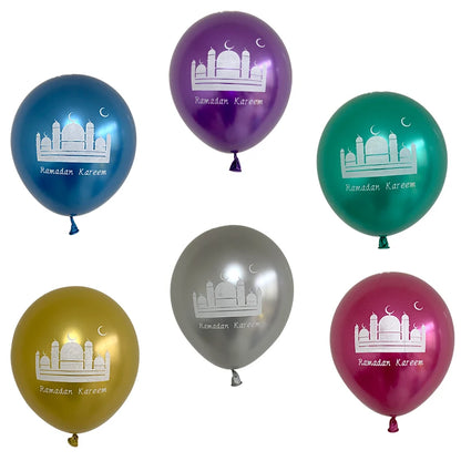 10pcs Eid Mubarak Metal Latex Balloon Ramadan Kareem Decoration Air Globos Ramadan Mubarak Muslim Islamic Festival Party Decor