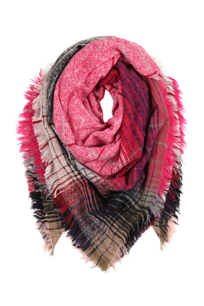 Hdf2913 - Multicolor Blanket Fringed Scarf