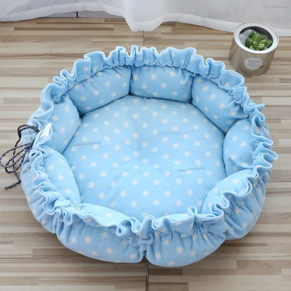 Round Dog Cat Bed Basket Warm Plush Cats Cushion Pet Bag Mat Winter House Soft Nest Puppy Sleeping Sofa for Small Dogs Cat