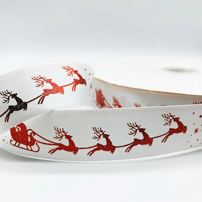 5yards 10mm 15mm 25mm Christmas Ribbon Printed Christmas Polyester Ribbon for Handmade Design Christmas Decoration Gift Packing