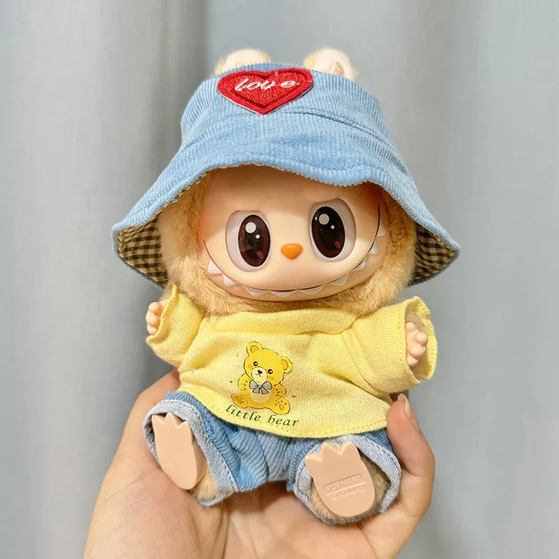 17cm Mini Plush Doll'S Clothes Outfit Accessories for Korea Kpop Exo Labubu I II Idol Dolls Sit Party Overalls Clothing Gift
