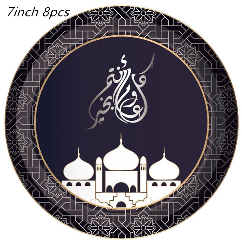 2022 Eid Mubarak Disposable Tablecloth Table Runner Banner Balloons Islamic Muslim Party Decor Ramadan Kareem Eid Al Adha Gift