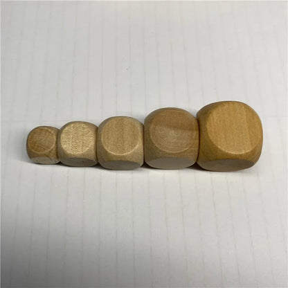 10pcs D6 6 Sided Blank Wood Dice for Party Family DIY Games Printing Engraving Kid Toys