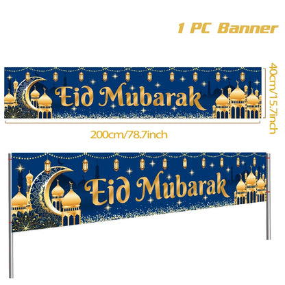 Eid Mubarak Outdoor Banner Flag Ramadan Decoration for Home 2024 Islamic Muslim Party Decor Gifts Ramadan Kareem Eid Al-Adha
