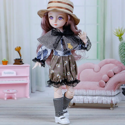 1/6 Anime Doll Full Set 23 Joint Movable With Skirt Hat Accessories Girls DIY Toys