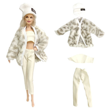 1 Pcs Fashion Hoodie Dress  for Barbie Doll Clothes Winter Jacket  Parka Coat Outfit for 1/6 BJD Doll Accessories JJ