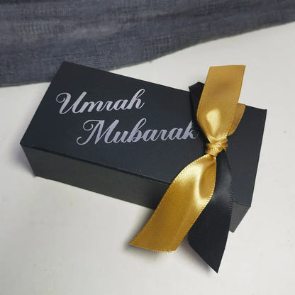 Umrah Mubarak Cardboard Treat Gift Boxes for Islam Eid Ramadan Mubarak Candy Box Goody Gifts Boxes Crafting Cookie Boxes（black）