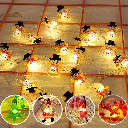 Christmas Fairy Light Christmas Light String Santa Claus Snowman Garland Light for Wedding Bedroom Christmas Tree Ornament