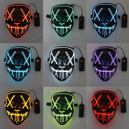 Cosmask Halloween Neon Mask Led Mask Masque Masquerade Party Masks Light Glow in the Dark Funny Masks Cosplay Costume Supplies