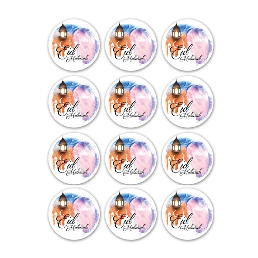 60Pcs Ramadan Kareem Eid Al-Fitr Decorative Stickers Blessed Eid Mubarak Muslim Religion Festival Decor Food Gift Bag Sealing