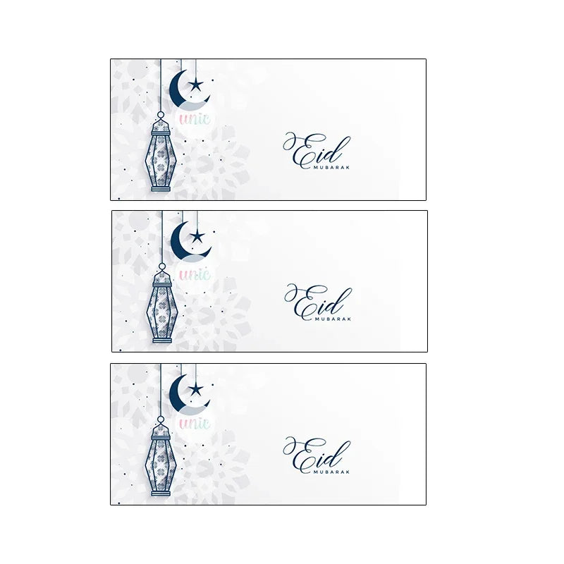 24pcs 4*9cm Eid Mubarak /Ramadan Kareem Sealing Labels Decor Ramadan Mubarak Packaging Stickers Muslim Islamic Festival Decor