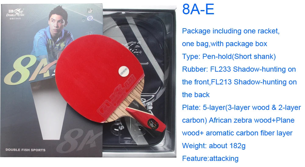 Original Double Fish 7A+C Table Tennis Rackets 8A+C 8 STARS Finished Product Table Tennis Racquet