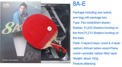 Original Double Fish 7A+C Table Tennis Rackets 8A+C 8 STARS Finished Product Table Tennis Racquet