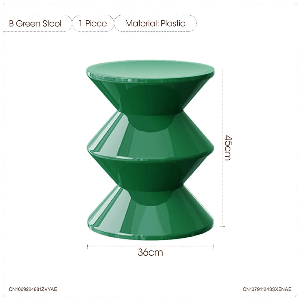Round Small Coffee Table Plastic Footstool Living Room Sofa Side Tables Shoe Changing Stool Bedroom Small Nightstands Furniture
