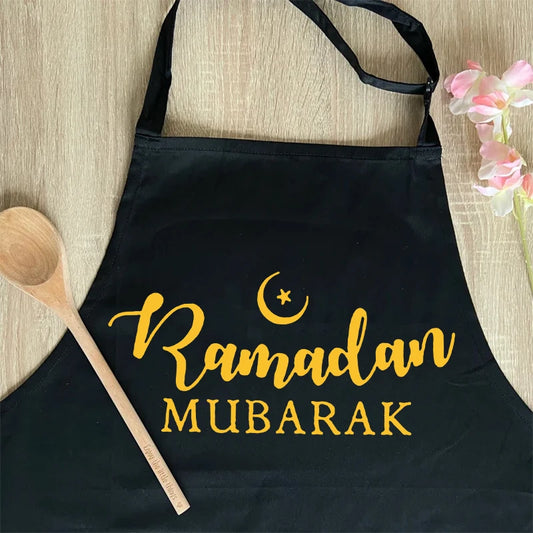 Moon Stars Ramadan Mubarak Black Apron Eid Muslim Islamic Kareem Kitchen Iftar Suhoor Kitchen Decoration Mom Wife Hostess Gift