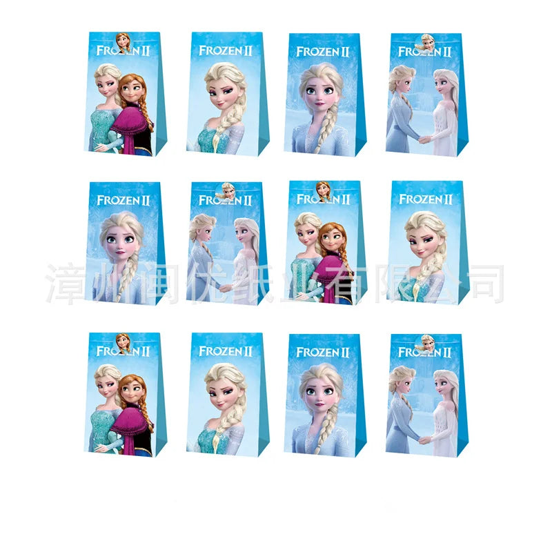 Disney Frozen Elsa Themed Gift Box Kids Party Decoration Baby Shower Paper Candy Bag With Stickers Girls Birthday Party Supplies