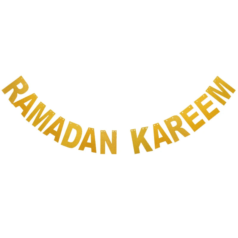13Ft Iridescent Ramadan EID Mubarak Banner Decorations Hanging Star Moon Lamp Garlands Ramadan Mubarak Home Decor Birthday Party