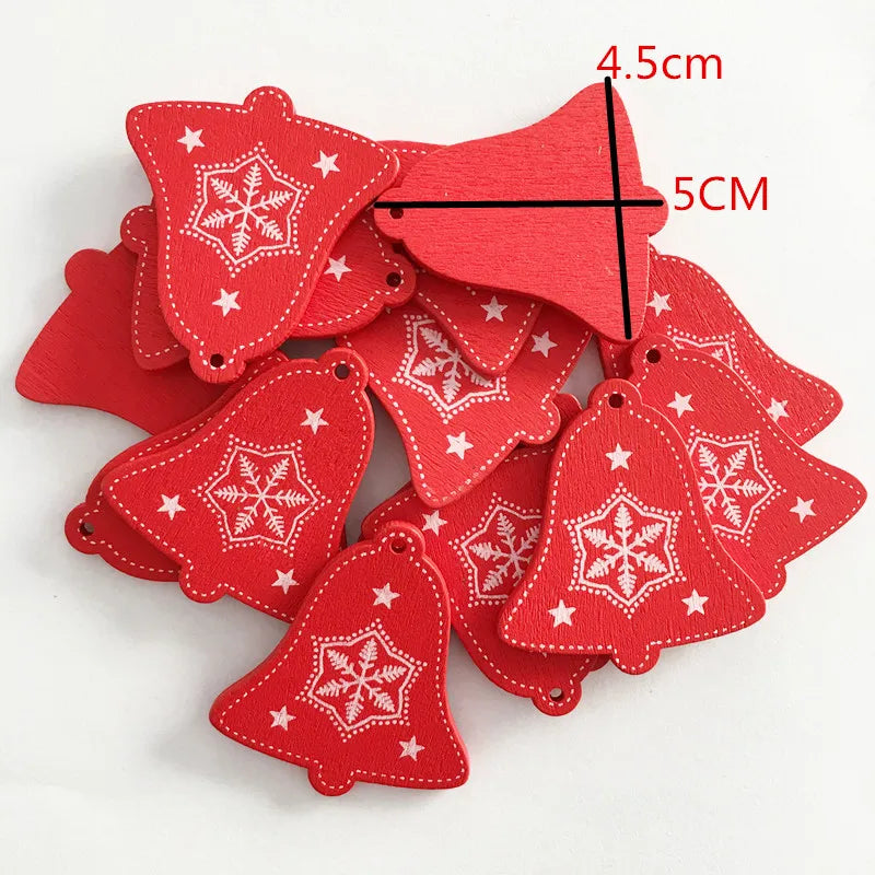 12pcs/Set Wooden Christmas Tree Toys Christmas Ornaments Christmas Decoration Party Home Wedding New Year 2022 Noel Navidad