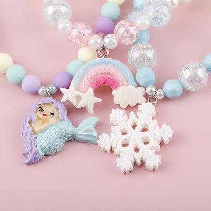 Makersland Kids Necklaces for Girls Ice Cream Pendant Beaded Resin Necklace Candy Color Cartoon Cute Jewelry Christmas Presents