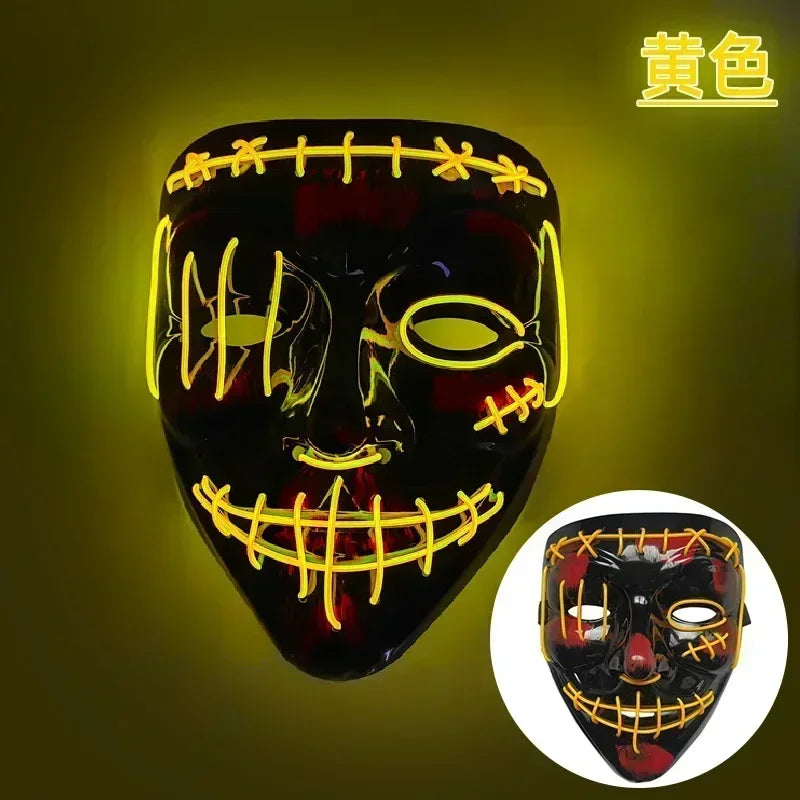 Wireless Halloween Neon LED Purge Mask Masque Masquerade Party Masks Light Grow in the Dark Horror Mask Glowing Masker