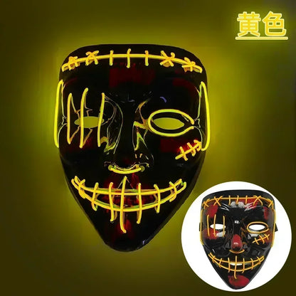 Wireless Halloween Neon LED Purge Mask Masque Masquerade Party Masks Light Grow in the Dark Horror Mask Glowing Masker