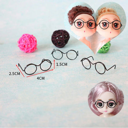 5pcs Cute Round Doll Glasses Frame for Bjd Fashion Plush Toy Glasses Dolls DIY Accessories Dress Up Toys for Girls
