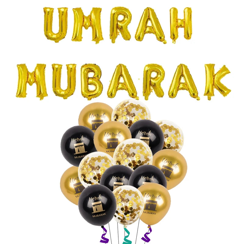 Eid Mubarak Letter Latex Balloon Hajj Mubarak Aluminum Foil Balloon Ramadan Kareem Islamic Muslim Festival Party Decor Supplies