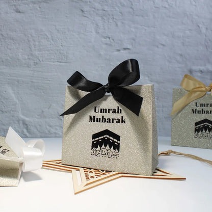 Elegant Shiny Umrah Mubarak Gift Box for Muslim Islamic Ramadan Kareem Iftar Eid Al-Fitr Hajj Congratulation Keepsake Decoration
