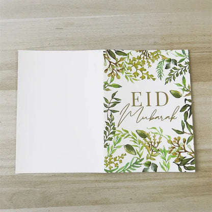 6pcs/Set Eid Mubarak Thanks Card Ramadan Decoration Gift Message Greeting Card Islamic Muslim Eid Al-Fitr Festival Party Decor