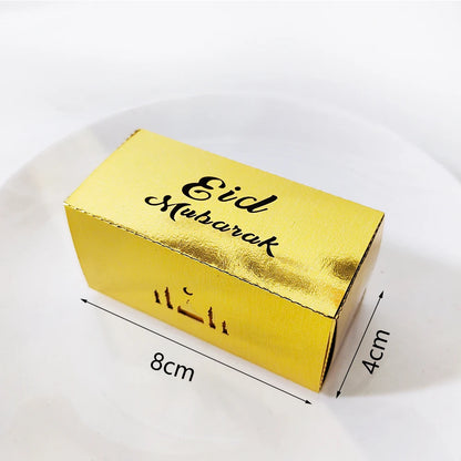 10Pcs Eid Mubarak Gift Box Ramadan Gift Packages Gold Hollow Eid Mubarak Candy Cake Box Eid Mubarak Decoration 2024 Muslim Party