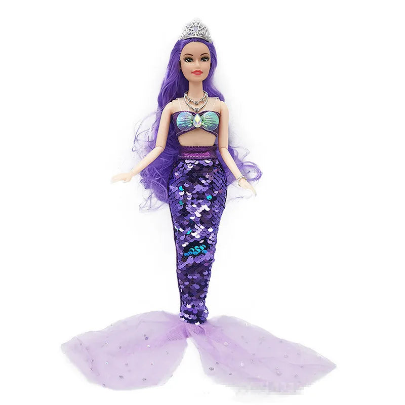 11 Inch Mermaid Doll Full Set Multi Joints Movable 30cm Height Doll With Sequin Skirt Suit Girls Dress Up Toys