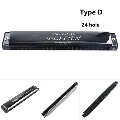 10 Hole 24 Hole Harmonica 8K Titanium Tremolo Tone Key C Harmonica Harp Mouth Organ Musical Instruments With Case