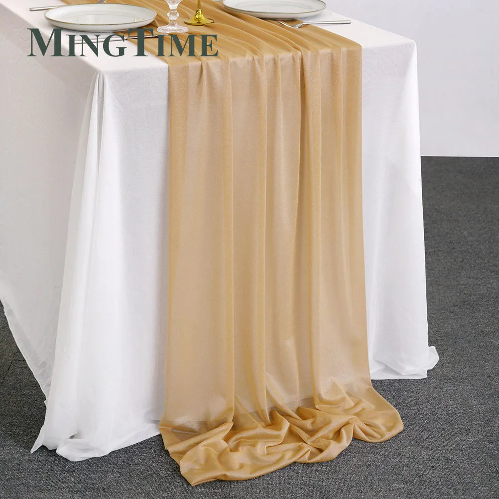 Sheer Chiffon Luxury Solid Colorful Table Runner Blue Rustic Boho Wedding Party Bridal Shower Birthday Home Christmas Decoration