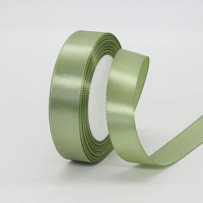 25yards/Roll Satin Ribbons Matcha Green 10/15/20/25/40/50mm for Wedding Christmas Home Decorate Handmade Gift  Wrapping Supplies