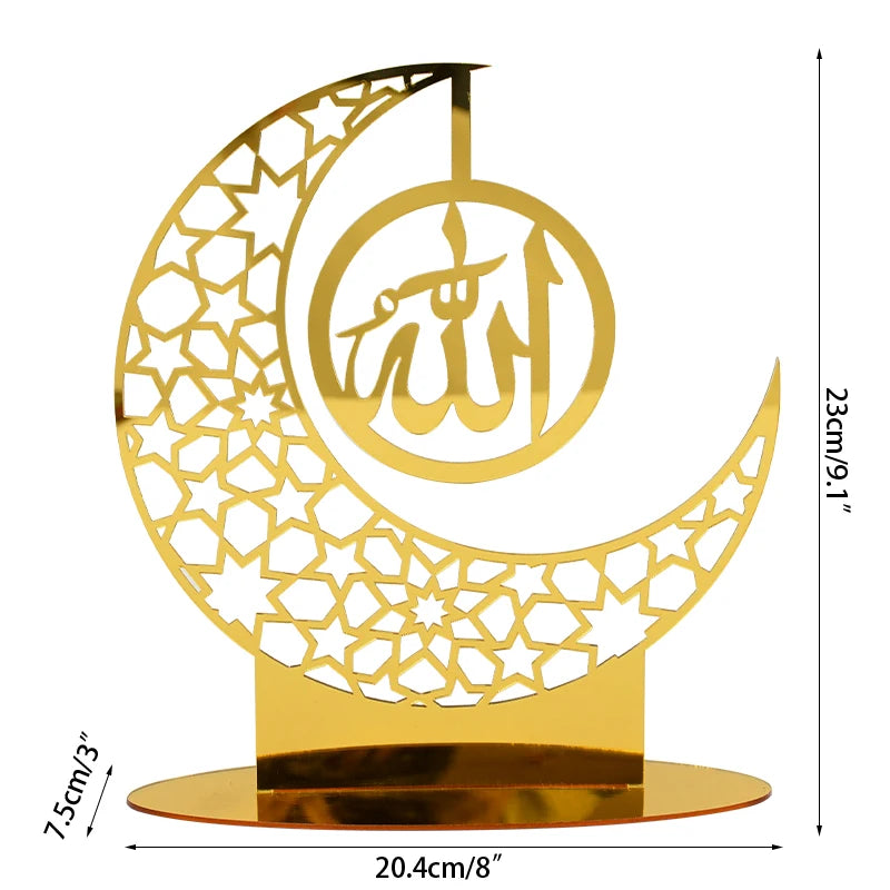 Hollow Out Ramadan Moon Acrylic Table Ornament Eid Mubarak DIY Decoration for Home Kareem Eid Gift Islamic Muslim Party Supplies