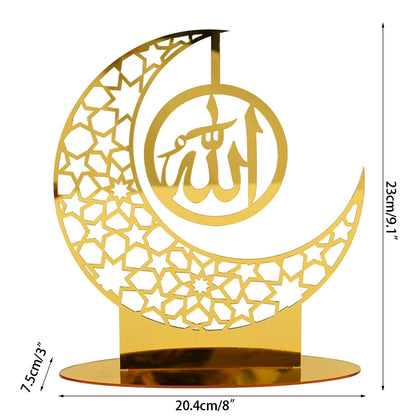 Hollow Out Ramadan Moon Acrylic Table Ornament Eid Mubarak DIY Decoration for Home Kareem Eid Gift Islamic Muslim Party Supplies